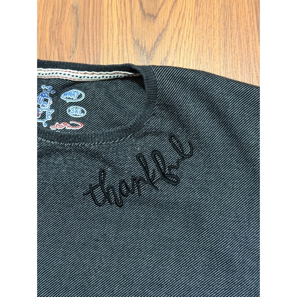 What Crewneck Sweatshirt Mens 3XL Thankful Embroidered Elbow Patch Heavyweight - Picture 3 of 13